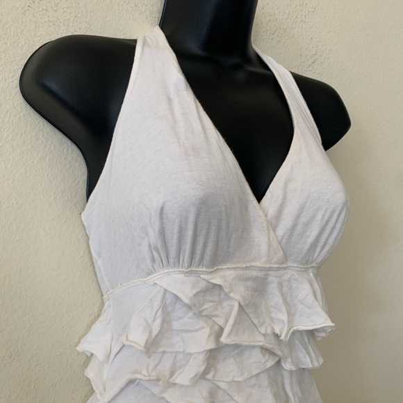 Express White Halter Ruffle Layered Mini Dress - Picture 4 of 9
